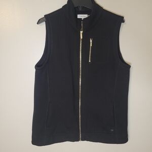 Calvin Klein Black Fleece Vest With Gold Zipper